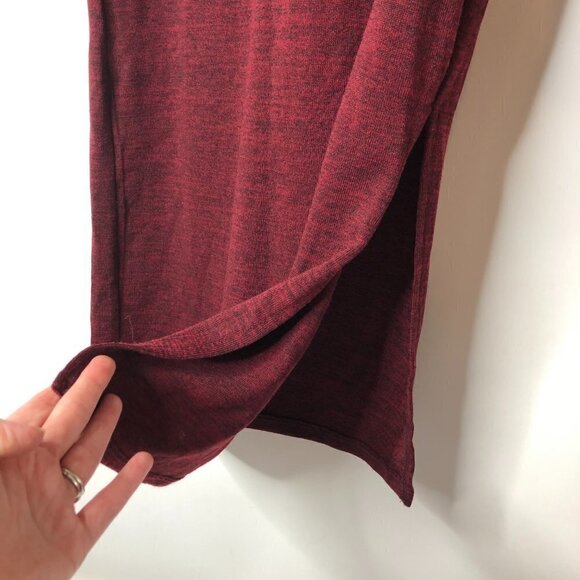 bluenotes Deep Wine Heathered Burgundy Red Fitted Midi Long Sleeve Fall Dress - Picture 6 of 10